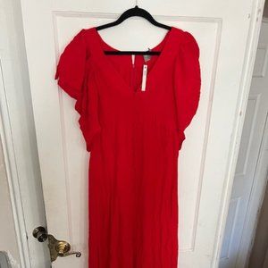 ASOS DESIGN Button Through Cutout Maxi Dress Short Sleeve Women's Size 14 NWT